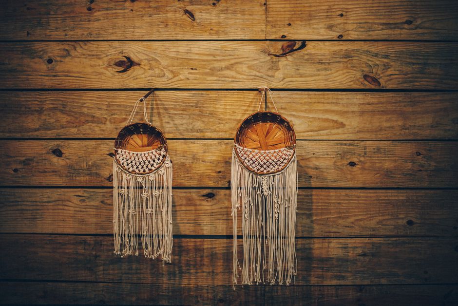 Macrame hanging wall shelves (boho decor)